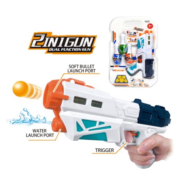 2 In 1 Soft Ball Shooting Water Gun Toy Plastic Gun - Image 2