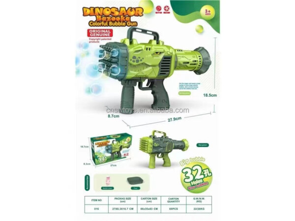 32 Holes  Dinosaur Electric bubble Gun