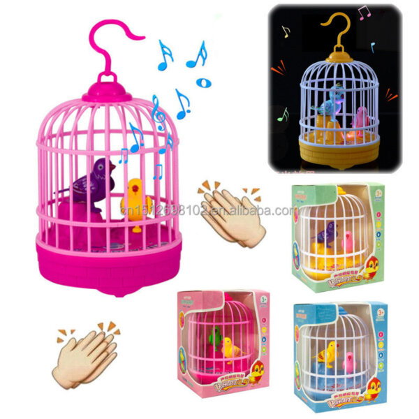 Electric voice controlled simulation bird cage