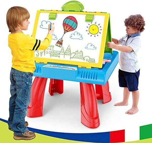 Kids Easel Projection Painting Desk, Chalk Board, White Board - Image 2