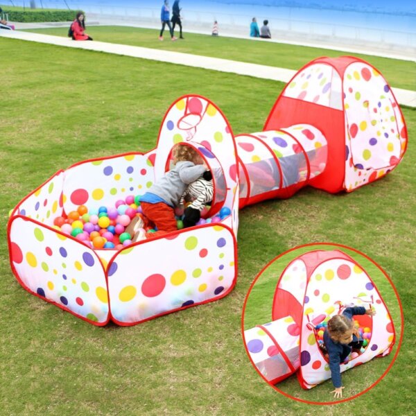 3-in-1 Kids' Play Tent with Tunnel and Ball Pit - Image 3