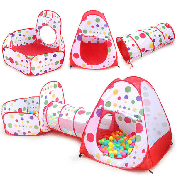 3-in-1 Kids' Play Tent with Tunnel and Ball Pit