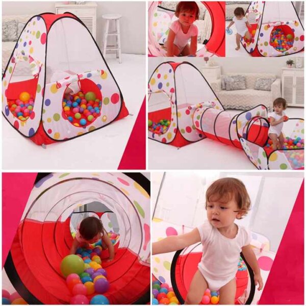 3-in-1 Kids' Play Tent with Tunnel and Ball Pit - Image 7