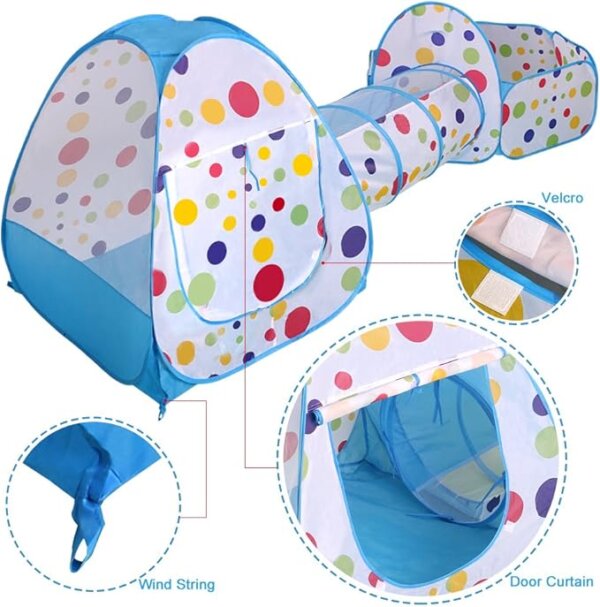 3-in-1 Kids' Play Tent with Tunnel and Ball Pit - Image 6