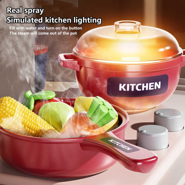 Play Kitchen Set with Steam Lights - Image 6