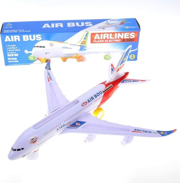 Battery-Operated Airplane with Lights & Sound Bump-and-Go LED Airplane Toy