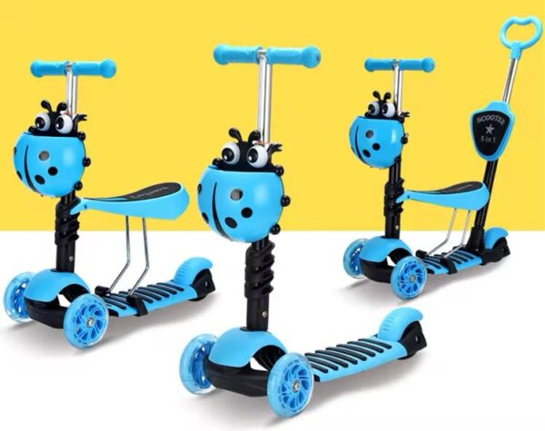5-in-1 Kids Scooter with Adjustable Seat – Ladybug Design