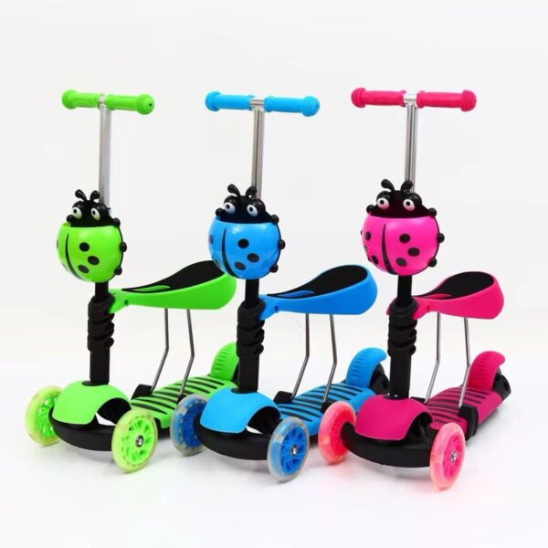 5-in-1 Kids Scooter with Adjustable Seat – Ladybug Design - Image 2