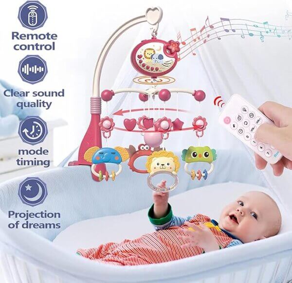 Musical Baby Crib Mobile with Lights and Remote Control