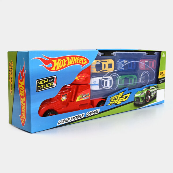 Hot Wheels Truck With 6 Cars - Image 3